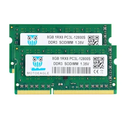 Afbeelding van RAM 16GB 1Rx8 PC3L 12800S (2x 8GB) DDR3L 1600 SODIMM 12800 DDR3 1600MHz 1.35V Dual Rank voor laptop 204 pins CL11