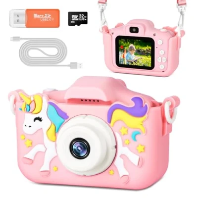 Afbeelding van BNEHHOV Kindercamera met 2,0 inch 1080p display 32 GB SD kaart selfie digitale camera voor jongens en meisjes jaren kerstspeelgoed