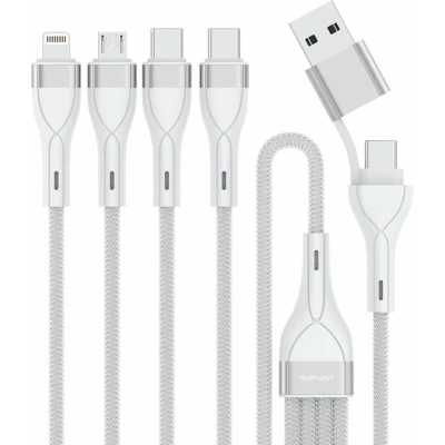 Afbeelding van 4smarts 4 in 2 15W USB/USB C naar 2x USB C/Lightning/Micro Kabel 1.2M Wit