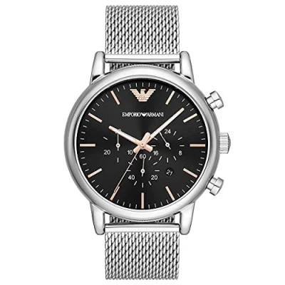 Afbeelding van Emporio Armani Heren chronograaf, roestvrij stalen horloge, 46 mm, behuizingsgrootte
