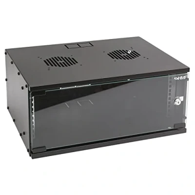 Afbeelding van HMF 65704 02 netwerkkast, serverkast 19 inch, 4 U, diepte 400 mm, glazen deur, zwart