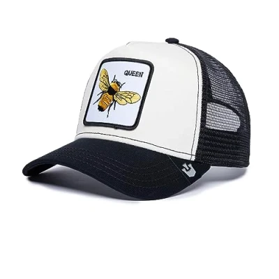Afbeelding van Goorin Bros. The Farm Original Core Unisex Verstelbare Snapback Trucker Hoed Uniseks Baseball Cap, Veelkleurig (Zwart Wit Bijenkoningin)