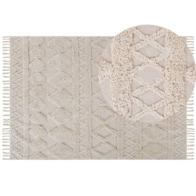 Afbeelding van DIDIM Laagpolig vloerkleed Beige 160 x 230 cm Katoen