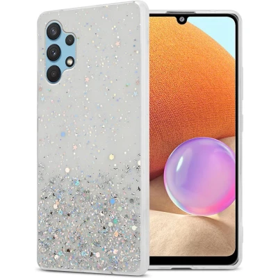Afbeelding van Cadorabo Hoesje geschikt voor Samsung Galaxy A32 4G in Transparant met Glitter Beschermhoes van flexibel TPU silicone fonkelende glitters Case Cover Etui