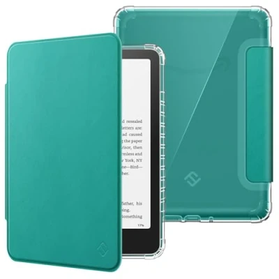 Afbeelding van FINTIE Hoesje voor Kindle Paperwhite 2024 (12 Gen) en Colorsoft Signature Edition (1 Gen), lichtgewicht, transparante zachte TPU achterkant met automatische wekker/slaap, jadeverde