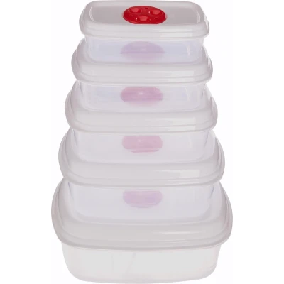 Afbeelding van Magnetron dozen set van 5 vriesbestendig met verluchtingsgaatjes stuks vershouddoos