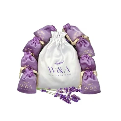 Afbeelding van Geurende lavendelzakjes voor kast, mottenbescherming, geurzakjes van Franse lavendel uit de Provence, 120 g, zak met gedroogde lavendelbloemen, chique satijnen zakjes.
