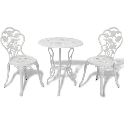 Afbeelding van 3 delige Bistroset gietaluminium wit