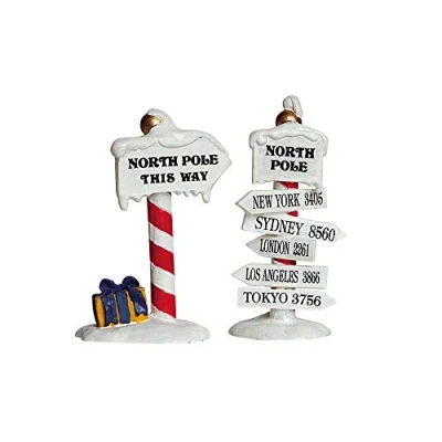 Afbeelding van Lemax North Pole Signs Set Of 2 Kersthuisjes &amp; Kerstdorpen