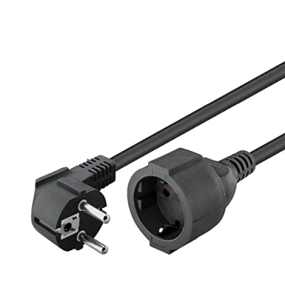 Image de goobay Rallonge de câble d&#039;alimentation power CEE 7/7 (M) incliné pour 7/4 (F) CA 250 V 10 A 5 m noir