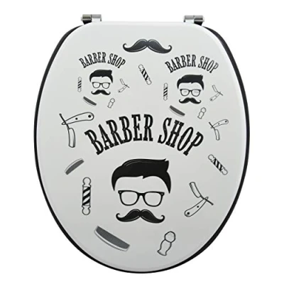 Afbeelding van MSV MDF wc bril &quot;Barber&quot; met scharnieren van roestvrij staal