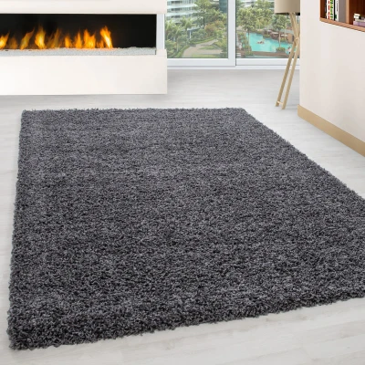 Afbeelding van Basic Shaggy vloerkleed Grijs Hoogpolig 200x290 cm