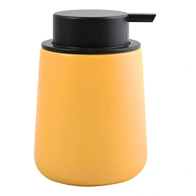 Afbeelding van MSV Zeeppompje/dispenser Malmo Keramiek saffraan geel/zwart 8,5 x 12 cm 300 ml