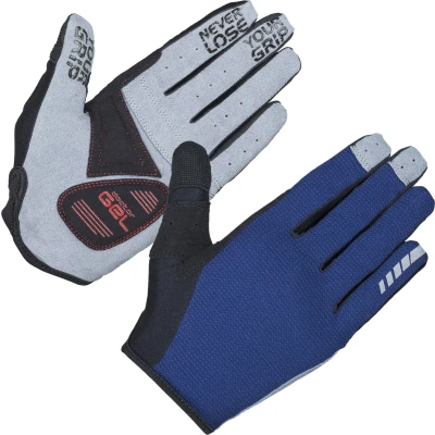 Afbeelding van GripGrab Shark Padded Lange Vinger Zomer MTB Gravel Fietshandschoenen met Padding Navy Blauw Unisex Maat XL