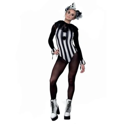 Afbeelding van Fever Vintage Pierrot Clown Kostuum S Zwart/Wit