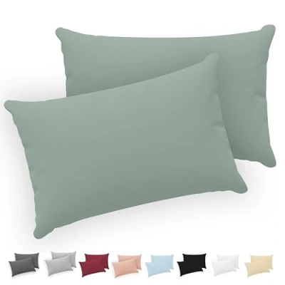 Afbeelding van Twinzen® Kussensloop, 40 x 70 cm, 100% jersey katoen, 150 g/m², groen, kussensloop met ritssluiting, Oeko Tex gecertificeerd, 2 stuks