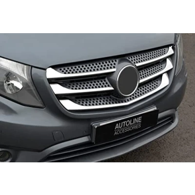 Afbeelding van Chrome Front Grid Accent Trim Cover Set past op Vito W447 (15+)