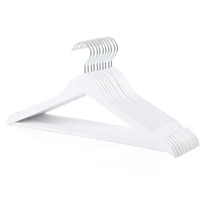 Afbeelding van Amazon Basics 10 stuks houten kleerhangers voor kleding en kostuum, wit, 44 cm