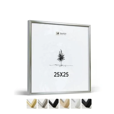 Afbeelding van Heimlich® 1 fotolijst 25 x cm, champagnezilver, metaal, stuk, documentenlijst, grote collage, aluminium metalen lijst, vierkante cm