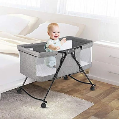Afbeelding van THINFAR Cododo wieg met matras en muggennet, 2 in 1, babybed voor baby&#039;s van 0 tot 36 maanden, opvouwbaar, beweegbare babywieg, logeerbed (106 x 92 55 cm)