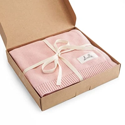 Afbeelding van Livella Babydeken van 100% biologisch katoen, premium gebreide deken, fluweel, zacht en ademend, ideaal voor de gevoelige babyhuid, Oeko Tex Standard 100 GOTS gecertificeerd (roze)