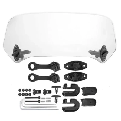 Afbeelding van Motorfiets Voorruit Verlenging Universele Gemodificeerde Windscherm voor (Transparant Klein) Clip on Motorcycle Air Deflector + Windbel