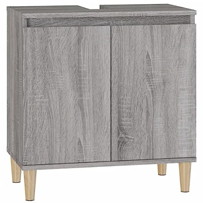 Afbeelding van Wastafelkast 58x33x60 cm bewerkt hout grijs sonoma eikenkleurig