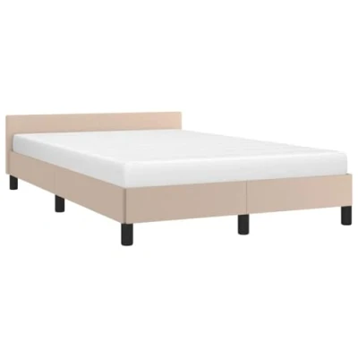Afbeelding van vidaXL Bedframe met hoofdeinde, 120 x 200 cm, kunstleer, cappuccino