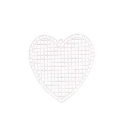 Afbeelding van Vaessen Creative Kunststof canvas in hartvorm, 7 stuks, flexibele gaasbladen, voor knutselen, borduren en kruissteek, 10 7,5 x cm, transparant, 2,9 cm