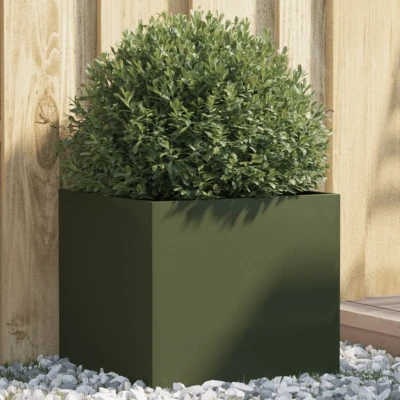 Afbeelding van Plantenbak 42x40x39 cm koudgewalst staal olijfgroen