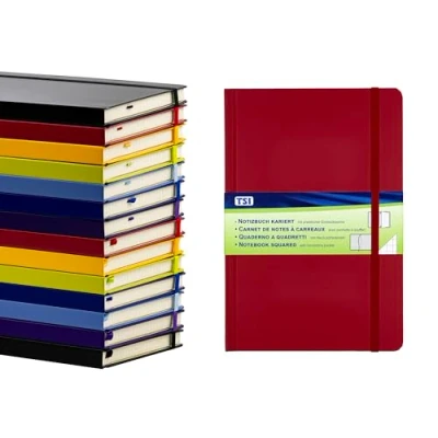 Afbeelding van TSI Notitieboek A5, rood, geruit, 192 pagina&#039;s, ref. 63555 RT