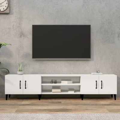 Afbeelding van vidaXL Tv meubel 180x31,5x40 cm bewerkt hout hoogglans wit