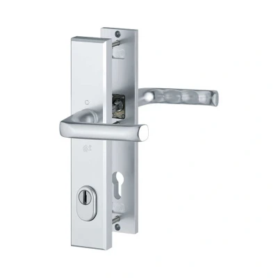 Afbeelding van Hoppe London veiligheidsbeslag kruk/kruk Aluminium F1 PC92 met kerntrekbeveiliging (rechthoekig) SKG***