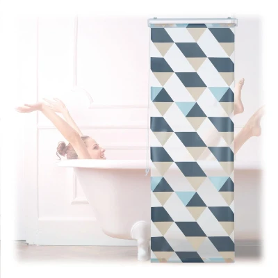 Afbeelding van Relaxdays douchegordijn driehoek design badkamergordijn rolgordijn douche gekleurd 60x240cm