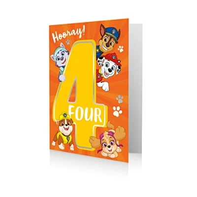Afbeelding van Danilo Promotions Paw Patrol PA077 verjaardagskaart 4 jaar, meerkleurig