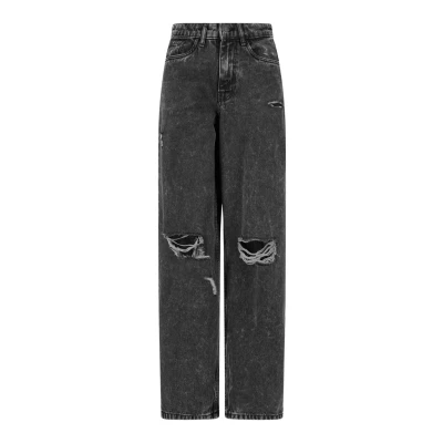 Afbeelding van Urban Classics Distressed 90&#039;s Wide Leg Denim Wijde broek Taille, 28 inch Zwart