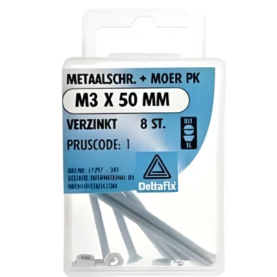 Afbeelding van M.schroef moer pk m3x50mm 8st Deltafix