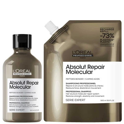 Afbeelding van L&#039;Oréal Professionnel Absolut Repair Molecular Shampoo 300 ml + Refill 500 Voordeelset