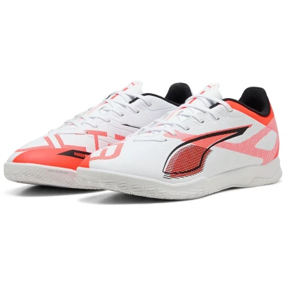 Afbeelding van Puma Ultra 5 PLAY IT Zaalvoetbalschoenen, Heren, Maat: 44, White/black/glowing red Textiel/ synthetisch