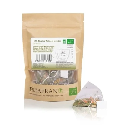 Image de FRISAFRAN Infusion alcaline bien être Bio en pyramides 30 Unités 60g Thé alcalin saine Antioxydants Digestif Minéralisé Santé et Tisane