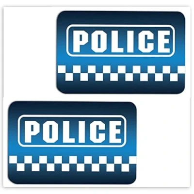Afbeelding van SkinoEu® 2 vinyl stickers politie embleem grappig logo voor auto motorfiets raam deur helm scooter tuning B 6