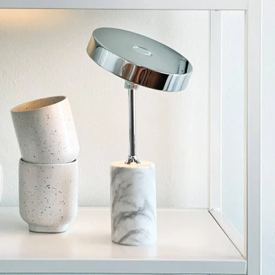 Afbeelding van Dyberg Larsen Starlight Portable Taffellamp Chroom/Wit DybergLarsen