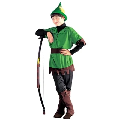 Afbeelding van &quot;Prince of THIEVES&quot; (jas, broek, riem, bootcovers, hoed met veren) (158 cm / 11 13 jaar)