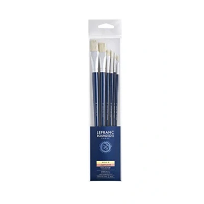 Image de Lefranc Bourgeois Lot de pinceaux 6 parties usé bombé, rond, plat taille : 6, 12, 16, 24