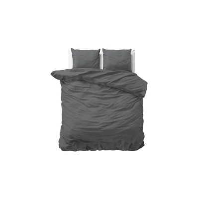 Afbeelding van Flanellen Dekbedovertrek Jason Lits jumeaux (240x200/220 cm) Effen Antraciet Sleeptime Elegance Ga naar