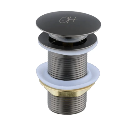 Afbeelding van Ostiumhome Wastafel Afvoerplug Pop up Click Waste Universeel Gun Metal Flusso