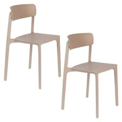 Afbeelding van Feliz Lifestyle Clive Eetkamerstoelen/ / Tuinstoelen Licht Bruin Set van 4