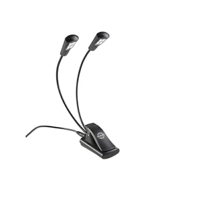 Afbeelding van König &amp; Meyer K&amp;M 12245 Double4 LED FlexLight zwart clip bevestiging 2 flexibele zwanenhalzen, x 1700 lux