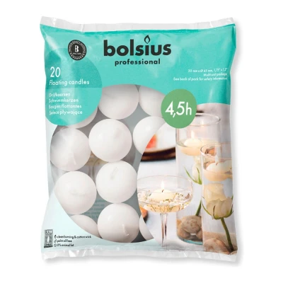 Afbeelding van Drijfkaarsen zak 20 stuks wit Bolsius