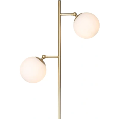 Afbeelding van QAZQA Art Deco vloerlamp goud met mat glas 2 lichts Pallon